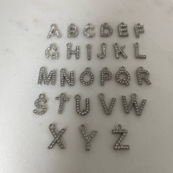 Alphabet Rhinestone Letters Toggle Silver Necklace - Picture 4 of 4